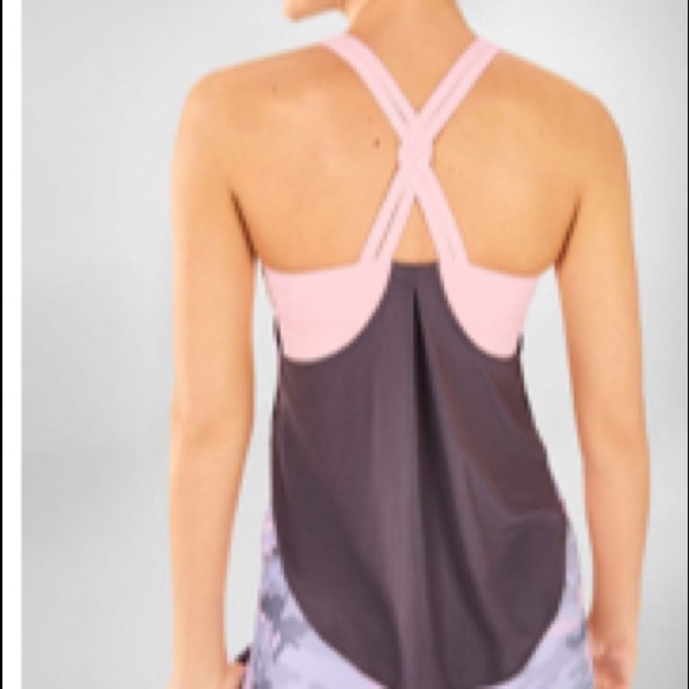 Fabletics Pink and Mauve Crossback Tank Top with Bra